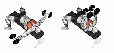 Розведення гантелей лежачи