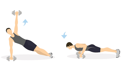 Т-віджимання з гантелями